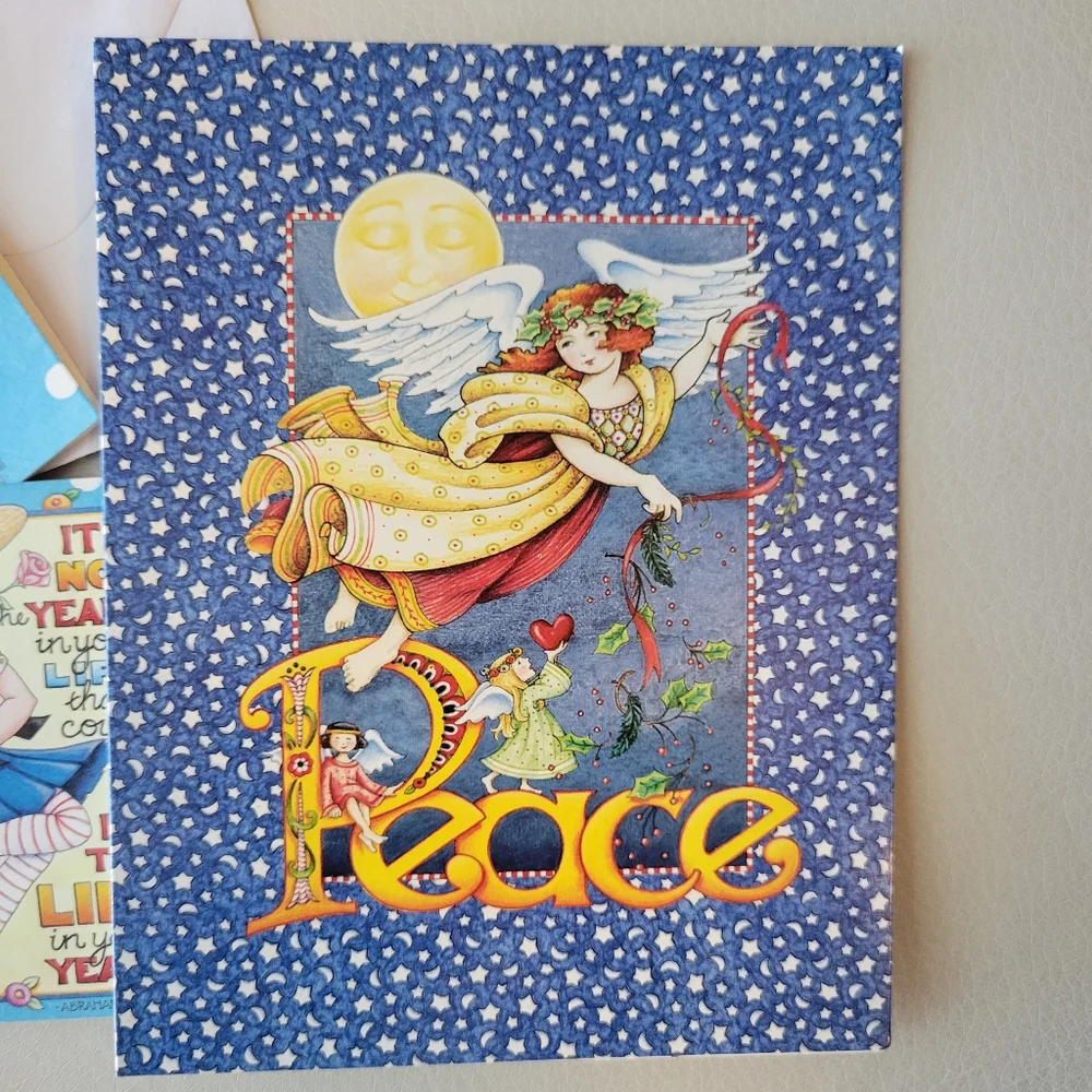 Mary Engelbreit Notecards (6) ~ Cute & Whimsical ~ Peace & Abe Lincoln Quote